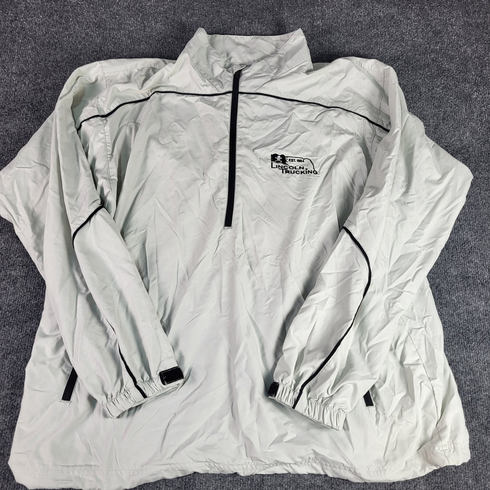 Page & Tuttle Free Swing Mens XL White 1/4 Zip Windbreaker Lincoln Trucking NWT